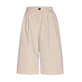 thumbnail image 5 of Striped Bermuda Shorts for Women Linen Shorts Knee Length Wide Leg Ladies Petite Casual Summer Long Shorts Pink L, 5 of 5
