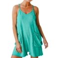thumbnail image 3 of Womens Summer Casual Sleeveless Rompers Loose Spaghetti Strap Shorts Overalls Outfits Jumpsuits with Pockets Green XXL, 3 of 9