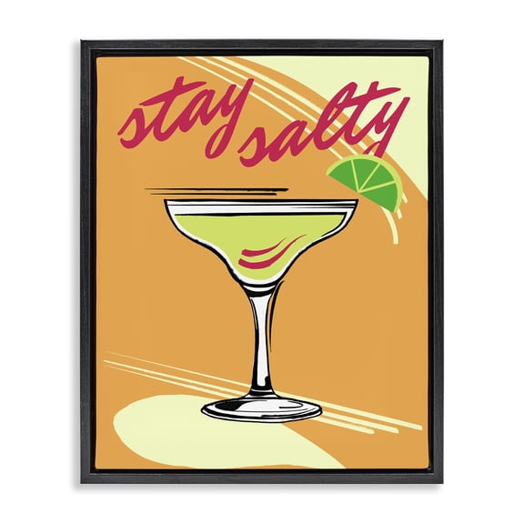 Stupell Industries Art Deco Stay Salty Cocktail Black Floating Frame Canvas Art, 17 x 21, by Elizabeth Medley