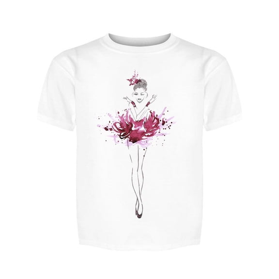 Watercolor Ballerina In Red Tee Girl's -Image by Shutterstock