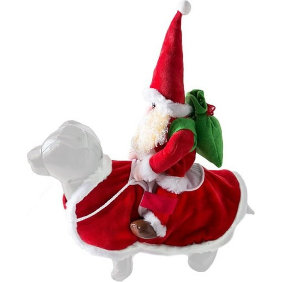 Colourtree Santa Claus Dog Riding Costume Christmas Pet Cowboy Clothes Funny Cat Apparel for X-mas Party Dress up
