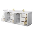 thumbnail image 3 of Wyndham Collection Miranda 84" Wood Double Bathroom Vanity in White/Brushed Gold, 3 of 6