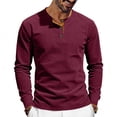 thumbnail image 2 of SOOMLON Long Sleeve Henley Shirts for Men Big and Tall Button Dress Shirt Textured Solid Tshirt Warm Casual Work Wear, 2 of 5