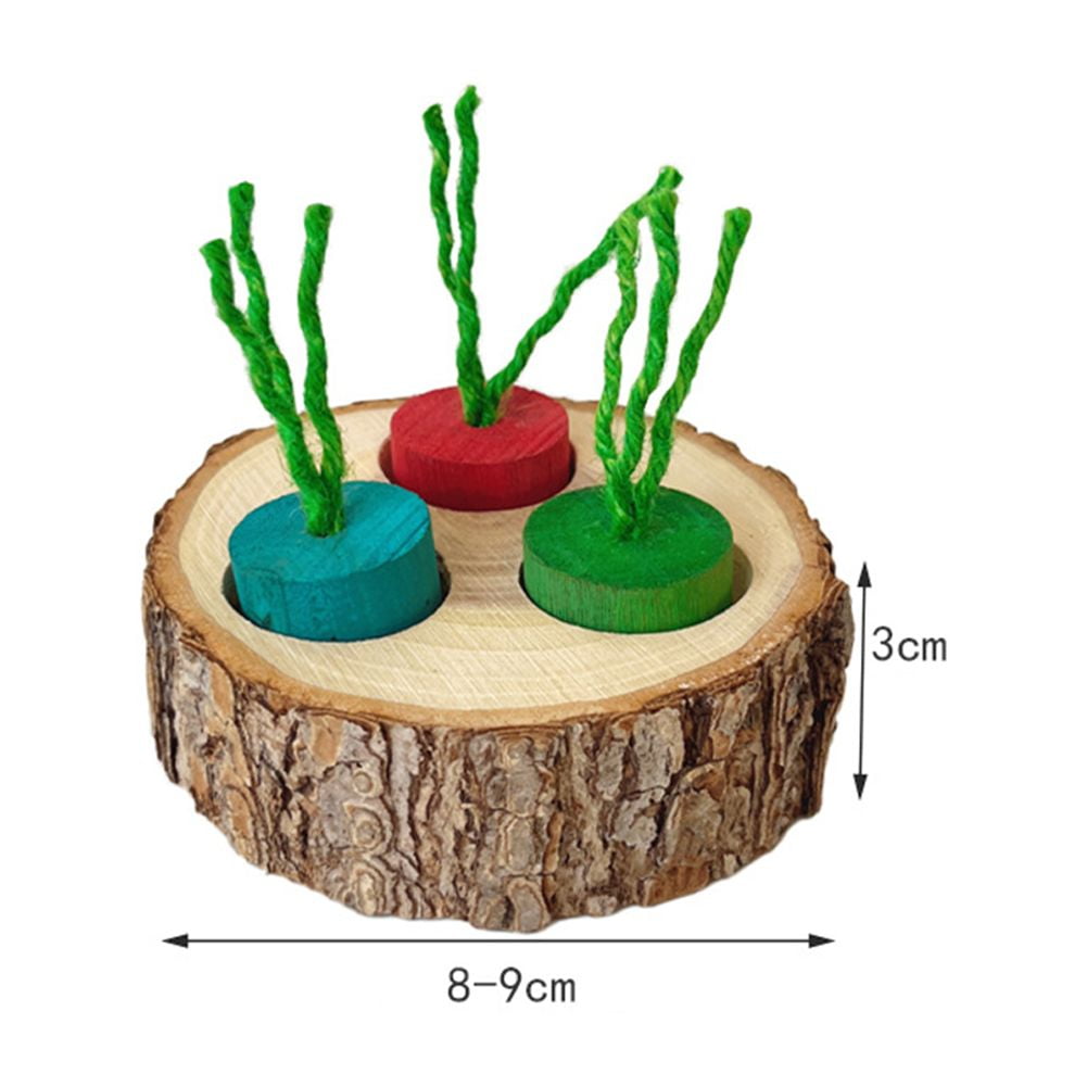 Pet Rabbit Foraging Toy, Small Animal Wooden Stake Interactive Hide Treats Toys, Hamster Enrichment Foraging Toy For Guinea Pig Chinchillas