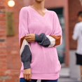 thumbnail image 2 of MYAOYI Womens Color Block Sleeve V Neck Sweater Oversized Knit Pullover, 2 of 8