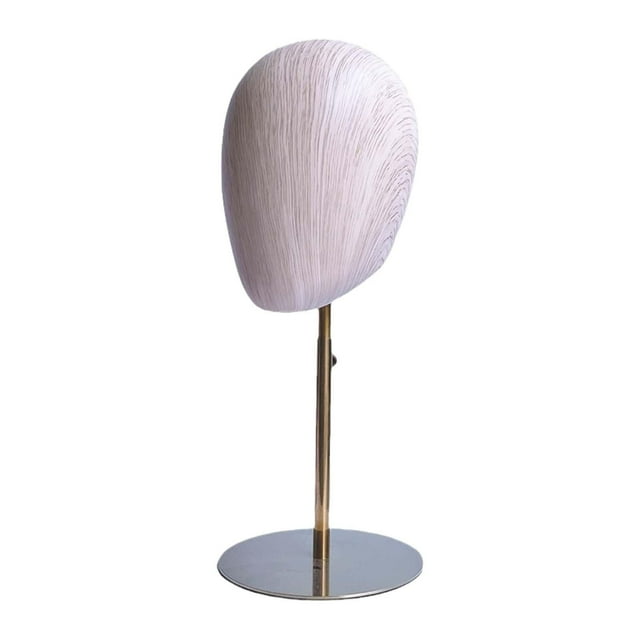 Soporte de Exhibición para Postizos Modelo de Cabeza de Maniquí Circunferencia de la Cabeza 52cm Base de Metal de Grano de Madera de Simulación Oro Perfecl