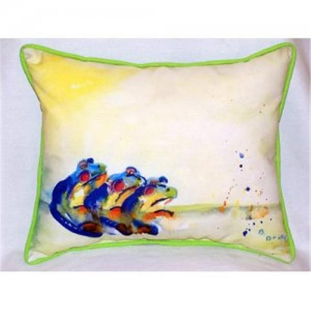 Betsy Drake ZP424 Trois Grenouilles Intérieure et Extérieure Jeter Oreiller&44; 20 x 24 Po.
