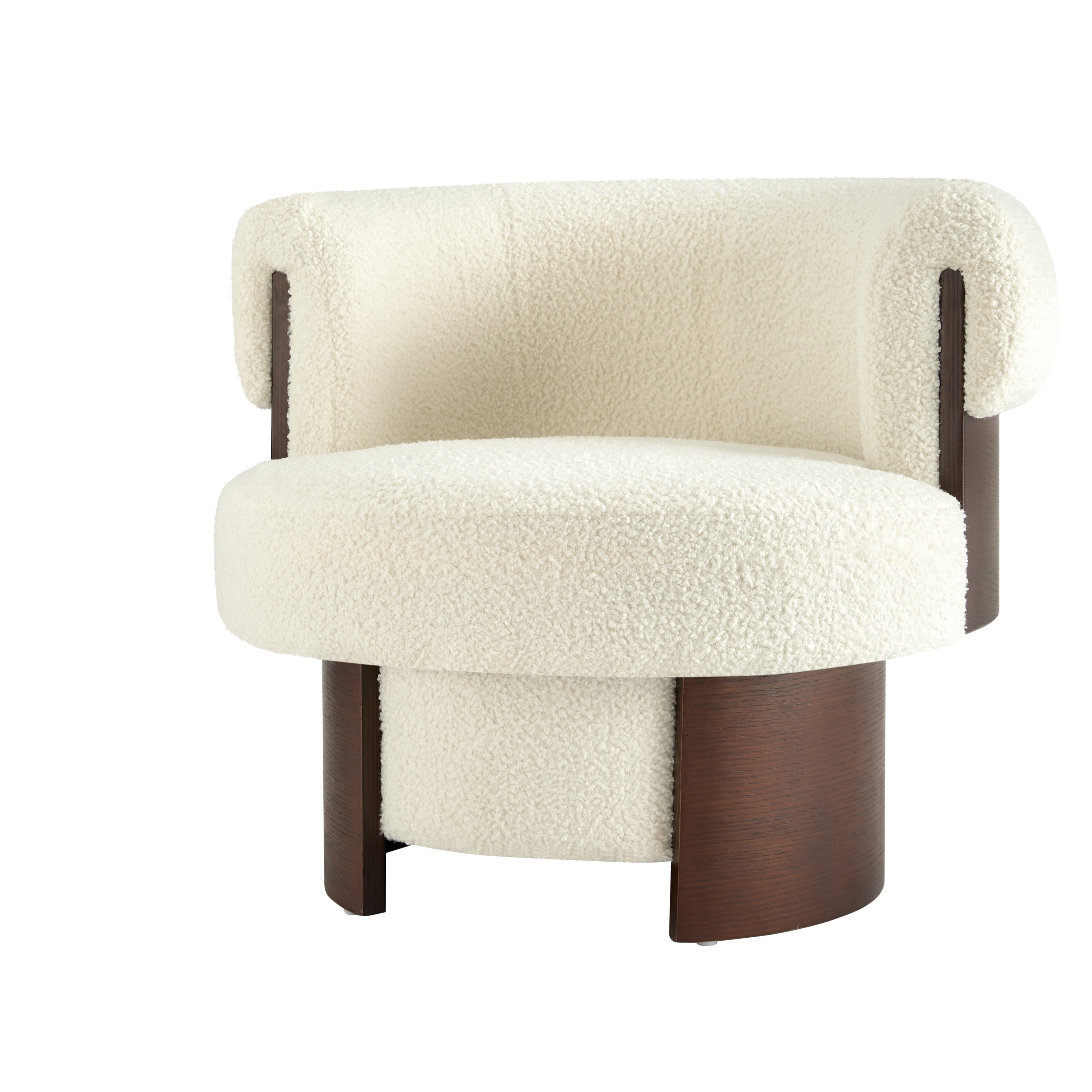Euroco 360° Swivel Barrel Chair, Modern Curved Sculptural Swivel Accent Chair with Armrest and Soft Cushion,Oversized Upholstered Armchair Single Sofa for Living Room,Bedroom,Small Spaces,Beige