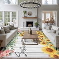 thumbnail image 3 of Area Rug for Living Room, Sunflowers Trucks Non-Slip Indoor Large Carpet for Bedroom/Dining Room, Spring Farmhouse Eucalyptus Gray Wooden Washable Low-Profile Rectangle Floor Runner Rugs - 6 x 9 Ft, 3 of 8