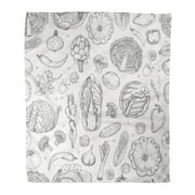 ASHLEIGH Flannel Throw Blanket Green Pattern Vegetables Farm Artichokes Bio Broccoli Brussels Sprouts Soft for Bed Sofa and Couch 50x60 Inches