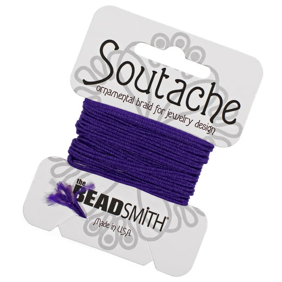 Craft County Polyester Soutache Cord - 3mm Diameter - 3 Yards Per Spool - Perfect for Beading, DIY Jewelry Making, and More