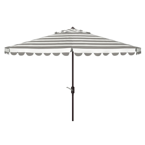 Safavieh Vienna 11ft Round Crank Metal Umbrella in Gray and White