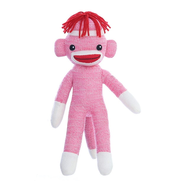 Plushland Adorable mono calcetín de 8.0 in de alto – suave y realista juguete de peluche de punto – para niños, bebés, adolescentes, niñas y niños (rosa)