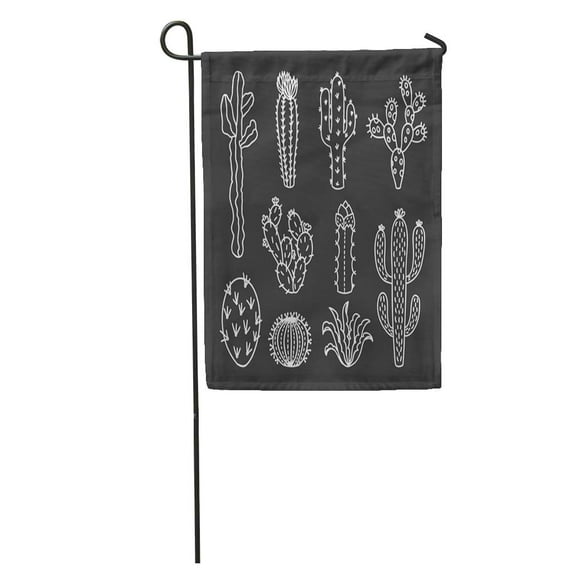 NUDECOR Green Aloe Cute Cactus Outline Cacti and Succulents Drawings America Garden Flag Decorative Flag House Banner 12x18 inch