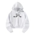 thumbnail image 2 of Mujer Crop Top Sudadera con capucha Tops Blanco Otoño Invierno Moda Regalo Mujer, 2 of 8