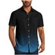 thumbnail image 2 of Blusa y camisa de manga corta con cuello vuelto para hombre, blusa informal de moda con cuello vuelto, estampado degradado, camisa de manga corta con botones, blusa de poliéster para hombre, 2 of 6