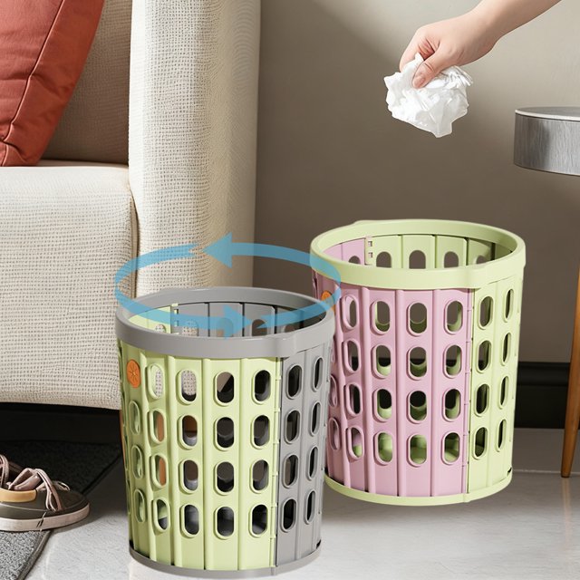 mtvxesu Modular Trash Can with 3 Sections, Foldable Storage Bin for Office, Bathroom, or Small Spaces, Compact Design, Durable Plastic, 10X9 Inches, 1 Piece
