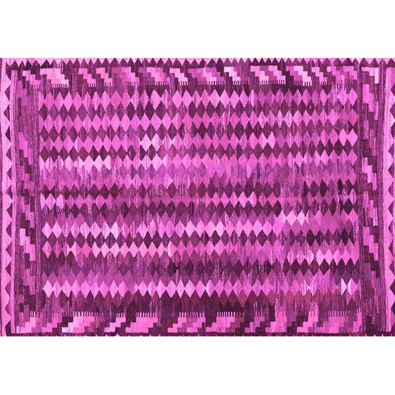 Ahgly Company Indoor Rectangle Abstract Pink Contemporary Area Rugs, 6' x 9'