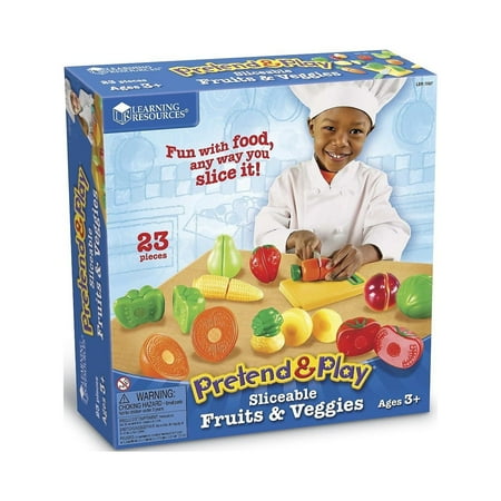 UPC: 0765023072877 | Learning Resources Pretend & Play Sliceable Fruits & Veggies – 23 Pieces Boys and Girls Ages 3+ Food Play Set Pretend Food For Toddlers
