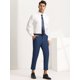thumbnail image 4 of Pantalones de vestir recortados pahombre Pantalones lisos al tobillo con frente plano Azul marino 32, 4 of 6