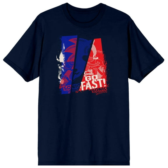 Sonic the Hedgehog Fast Mens Navy Blue Graphic Tee - M