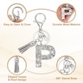 thumbnail image 3 of Llave inicial Uxcell con borlas y perla, llavero de letra alfabética brillante P, llaveros de rhinestone con anillo para llaves, bolsos, carteras, llaves de coche, taza, plata, 3 of 7