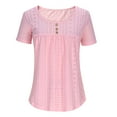 thumbnail image 5 of Ounisa Womens Summer Short Sleeve Tops Solid Casual Crochet Eyelet Shirts Dressy Blouses for Business & Casual Wear, 5 of 7