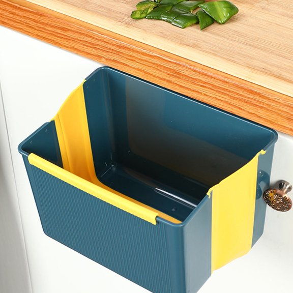 FOMIYES Wall Mounted Rubbish Bin Plastic Simple Design Blue 1Pcs for Kitchen