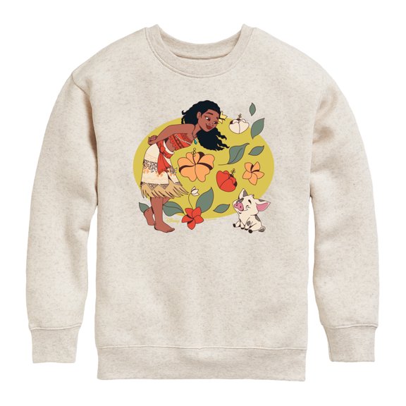 Disney - Moana And Pua - Youth Boys Crew Fleece Sweatshirt
