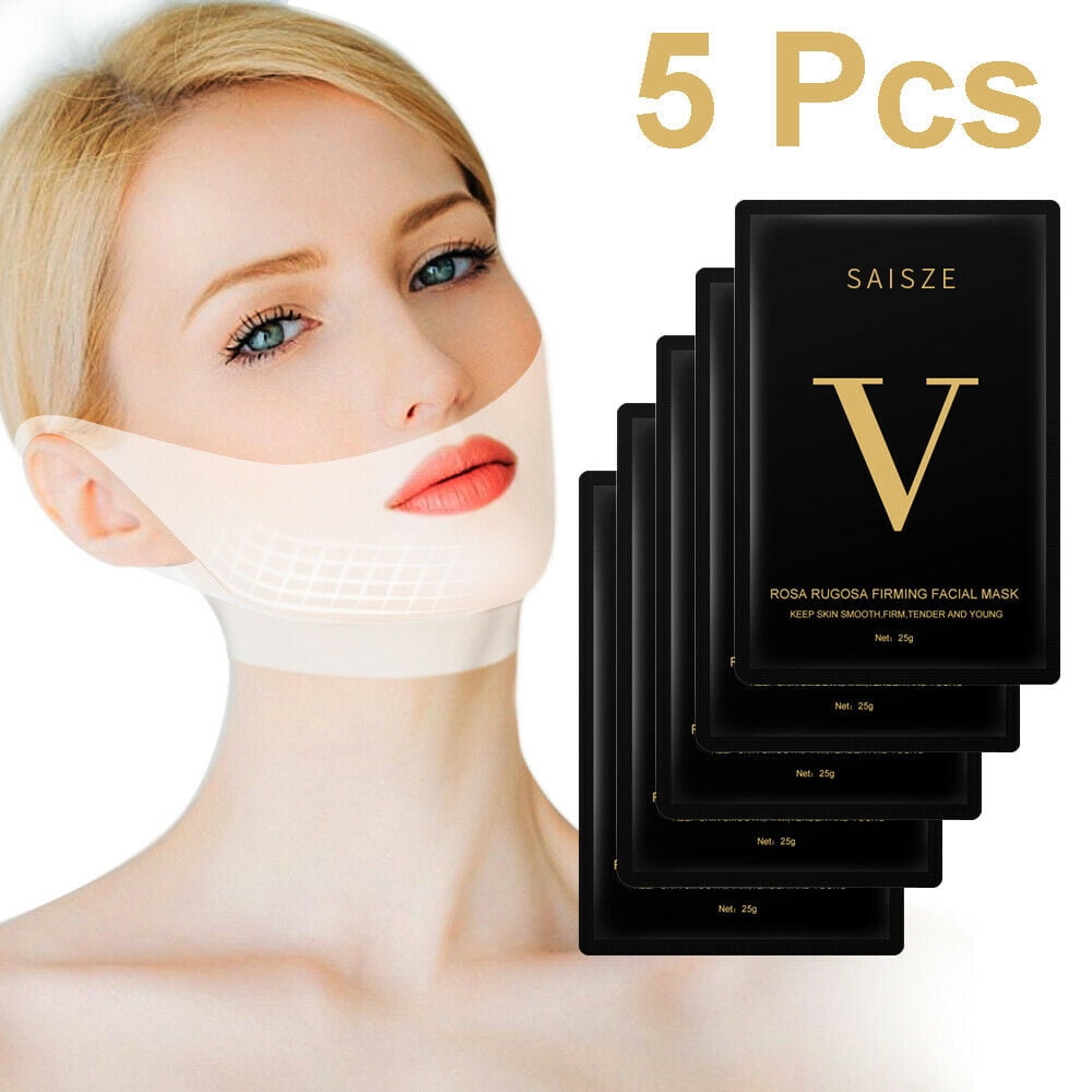 Saisze 5 Pcs V Shape Thin Face Mask Slimming Lifting Firming Fat Burn