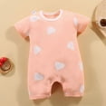thumbnail image 2 of kpoplk Baby Boys Girl Farm Clothes Jumpsuit Short Sleeve One Piece Romper Casual Jumpsuit Summer Country Stuff Size 0-6 Months,Light Pink, 2 of 4