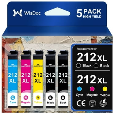 212xl Ink Cartridge for Epson Workforce WF-2850 WF-2830 Expression Home XP-4100 XP-4105 Printer (Black,Cyan,Magenta,Yellow, 5-Pack)