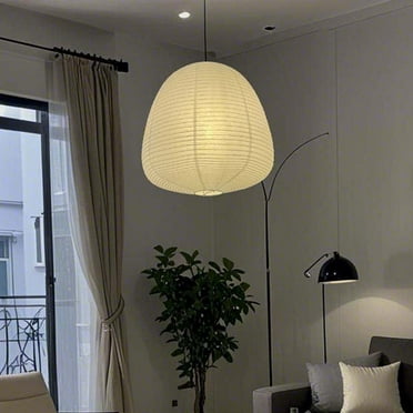 Mitavade White Lamp Pendant Light Natural Paper Shade 18in Tall