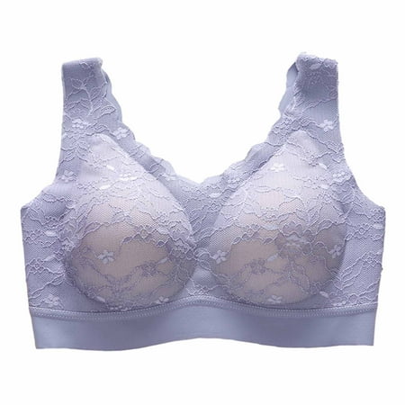 

YWDJ Women s Sports Bras Women Seamless Lace Latex Sports Bra Comfortable Breathable Base Top Underwear Blue M