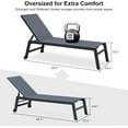 thumbnail image 5 of PURPLE LEAF Oversize Outdoor Chaise Lounge Set of 3， Dark Grey Aluminum Lounge Adjustable Chairs with Wheels and Table for Patio Deck Pool Yard,Dark Grey, 5 of 10