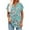 Cyan, variant on Women's Retro Floral Print Button-Up Short Sleeve V-Neck Pullover Top, Casual Loose Fit Blouse for Spring and Summer Outfits,Black XL