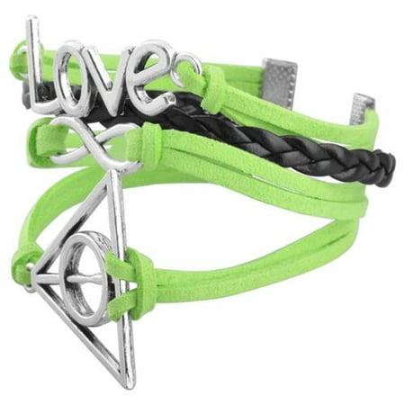Zodaca Fashion Leather Cute Infinity Charm Bracelet Jewelry Silver lots Green/Black Love