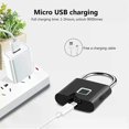 thumbnail image 4 of Keyless USB Charging Fingerprint Lock Smart Padlock Waterproof Door Lock 0.2sec Unlocking Portable Anti-Theft Padlock Zinc, 4 of 5