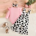 thumbnail image 5 of YDFCWXW Newborn Baby Girl Clothes Romper 2 Piece Jumpsuit | Solid Romper, Cow Pattern Overalls,Bow Heandband,Baby Girl Clothes Newborn (Pink, 12-18 Months), 5 of 5