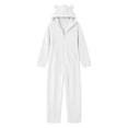 thumbnail image 7 of QIYAGBSA Onesie for Women Soft Plush Fleece Hooded Jumpsuit Zip Front with Pockets Fall Winter Casual Sleepwear RobesWhite, 2XL), 7 of 7