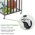 thumbnail image 4 of mDesign Metal Rolling Sports Equipment Storage Holder Rack, 4 Wheels - Dark Gray, 4 of 5