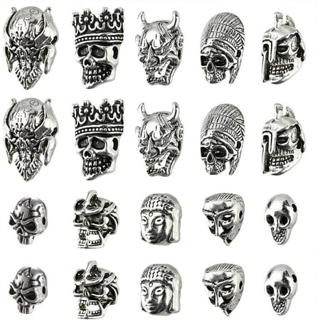 20 Pcs 10 Styles Tibetan Style Alloy Beads - 10 4 Devil 2 Charms for Gothic Punk Jewelry Making Silver DIY