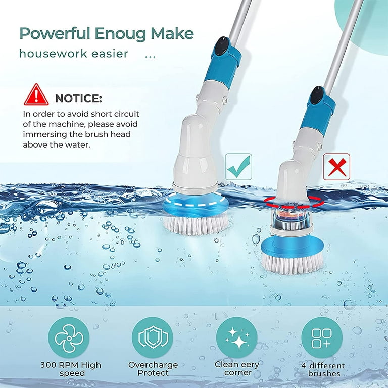 Fixdono Electric Spin Scrubber for Bathroom, Rechargeable Shower Cleaning  Brush with 9 Brush Heads, 3 Speeds, with Extendable Long Handle