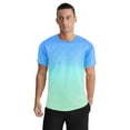 thumbnail image 7 of APTRO Men's and Big Men's Workout Shirt Athletic Core Shirt Quick Dry Moisture Wicking Short Sleeve Performance T-Shirt Grid Gradient Blue Green,Sizes S-3XL, 7 of 7