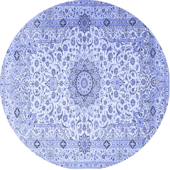 Ahgly Company Indoor Round Medallion Blue Traditional Area Rugs, 6' Round