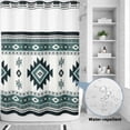 thumbnail image 4 of No Hook Shower Curtain with Built-in Rings - Boho Washable Waterproof Fabric Bathroom Curtains for Hotel,Rentals, 60 X 72 Inch Long , Southwest Aztec Pattern Green, 4 of 9
