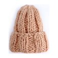 thumbnail image 2 of Gorro de punto cálido de invierno para mujer, gorro de lana de Color sólido, gorro cálido con protección para los oídos (naranja), 2 of 3