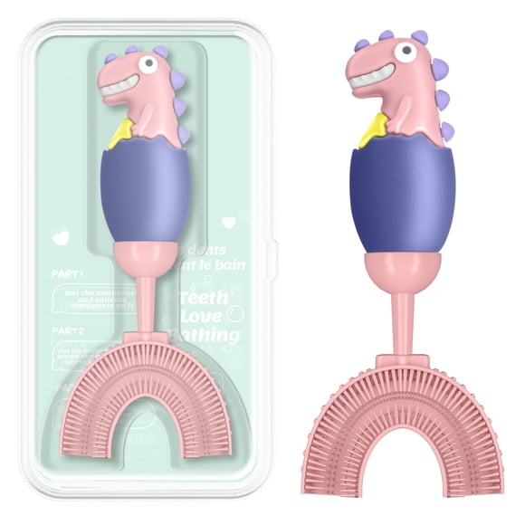 Cepillo de dientes ZMRZ de silicona en forma de U para niños, 2-7 años, morado