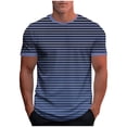 thumbnail image 3 of Fengqque Men's T Shirts Cotton-like Plus Size Top Short Sleeve Crewneck Summer Gradient Striped Tee Shirt Navy XXL(XXL), 3 of 5