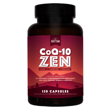 CoQ10-ZEN by Natural Rhythm (Coenzyme Q10 + L-Carnitine + L-Theanine) - for Cardiovascular Support, Mental Clarity and Focus, and to Help Reduce Anxiety and Stress (120